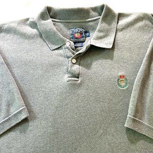 Chaps Ralph Lauren Polo Shirt Mens Size 2XL Crested Logo Gray Cotton Fit